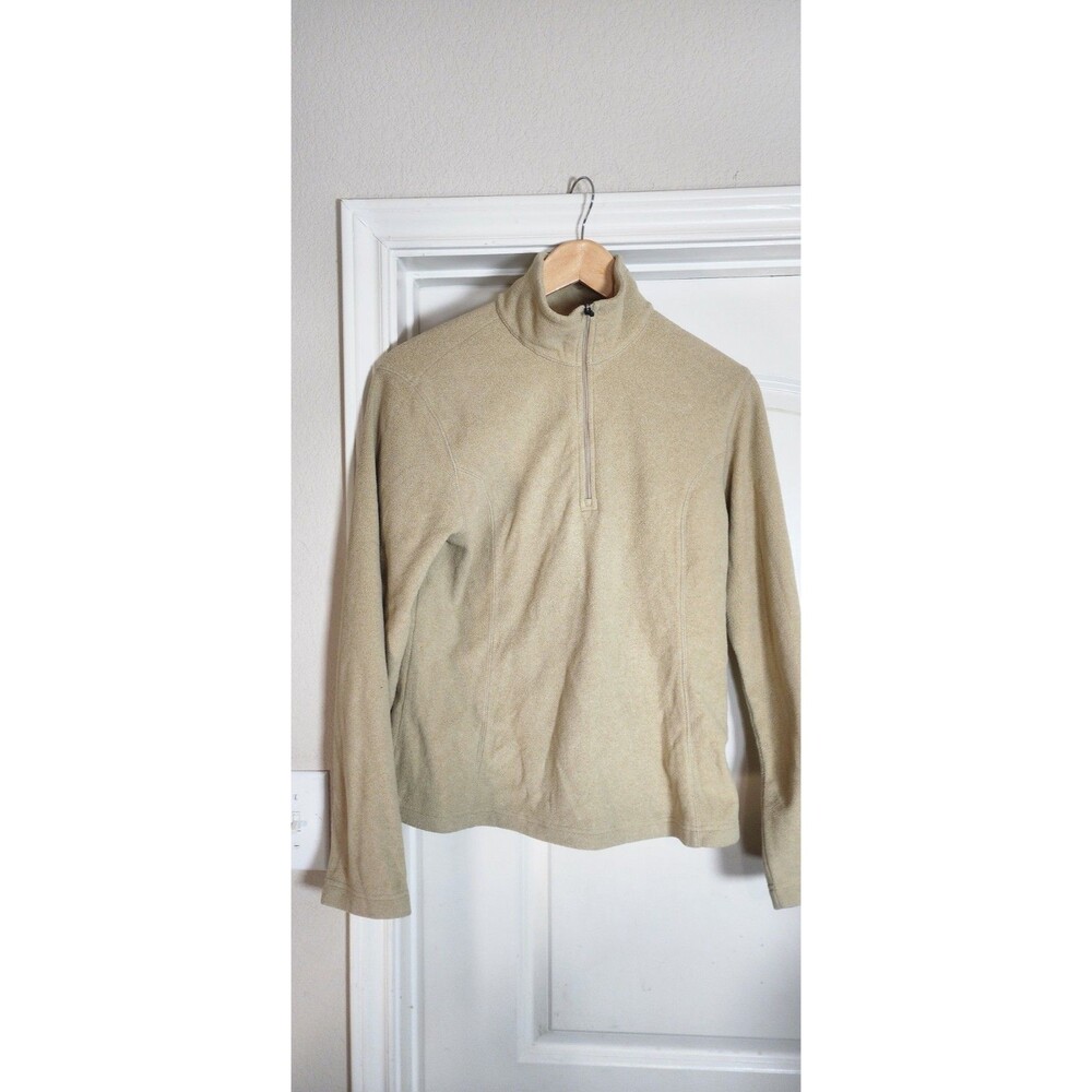Lands' End Women's Medium 10-12 Cream/Off White Fleece Quarter Zip Pullover